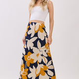Side Zip Satin Midi Skirt