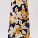 Side Zip Satin Midi Skirt