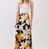 Side Zip Satin Midi Skirt