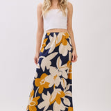 Side Zip Satin Midi Skirt
