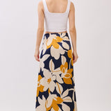 Side Zip Satin Midi Skirt