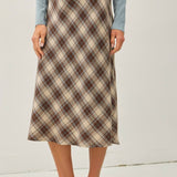 Irish Plaid Print Midi Skirt