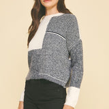 Color Block Yarn Knit Sweater