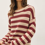 Drop Shoulder Crochet Knit Sweater