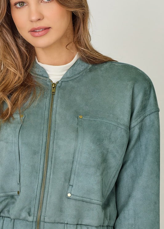 Easily Suede Bomber Jacket