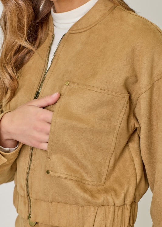 Easily Suede Bomber Jacket
