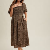 Floral Puff Sleeve Midi Dress