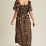 Floral Puff Sleeve Midi Dress