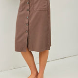 Tencel Blend Button Down Skirt