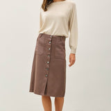 Tencel Blend Button Down Skirt