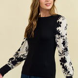 Floral Sleeve Jacquard Top