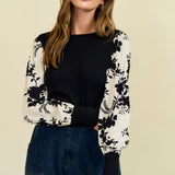 Floral Sleeve Jacquard Top