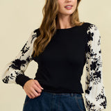 Floral Sleeve Jacquard Top