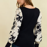 Floral Sleeve Jacquard Top