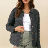 Contrast Collar Quilted Jacket