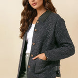 Contrast Collar Quilted Jacket