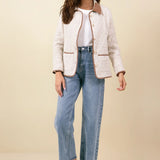 Contrast Collar Quilted Jacket