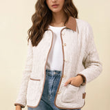 Contrast Collar Quilted Jacket