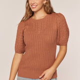 Cable Knit Short Sleeve Sweater