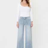 Olivia High Rise Striped Wide Leg Jean (Vervet)