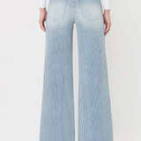 Olivia High Rise Striped Wide Leg Jean (Vervet)