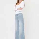 Olivia High Rise Striped Wide Leg Jean (Vervet)