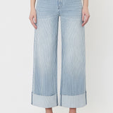 Olivia Cuff Cropped Wide Leg Jean (Vervet)