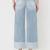 Olivia Cuff Cropped Wide Leg Jean (Vervet)