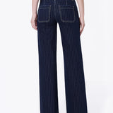 Olivia Mid Rise Striped Wide Leg Jean (Vervet)