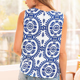 Vintage Print Pintuck Tank