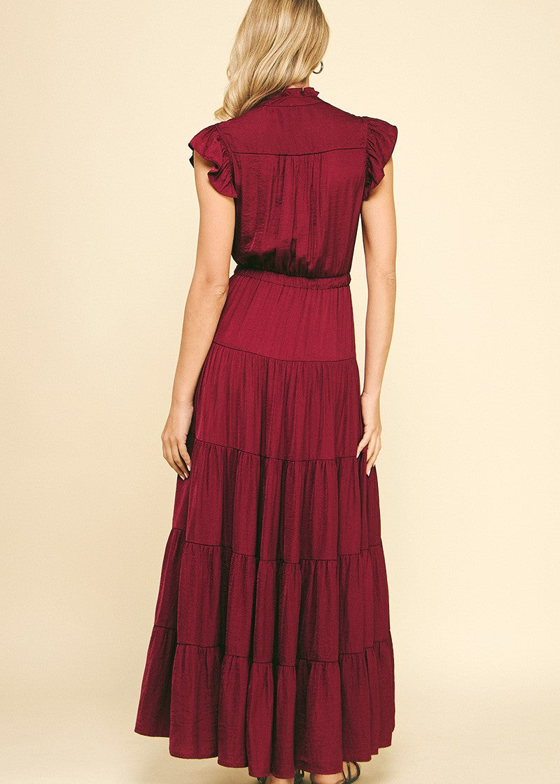 Satin Tiered Maxi Dress