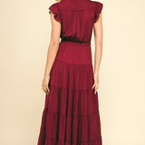 Satin Tiered Maxi Dress