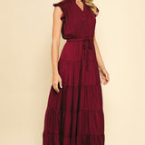 Satin Tiered Maxi Dress