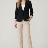 Stripe Lined One Button Blazer