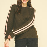 Striped Sleeve Knit Sweater
