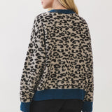 Navy Trim Leopard Cardigan