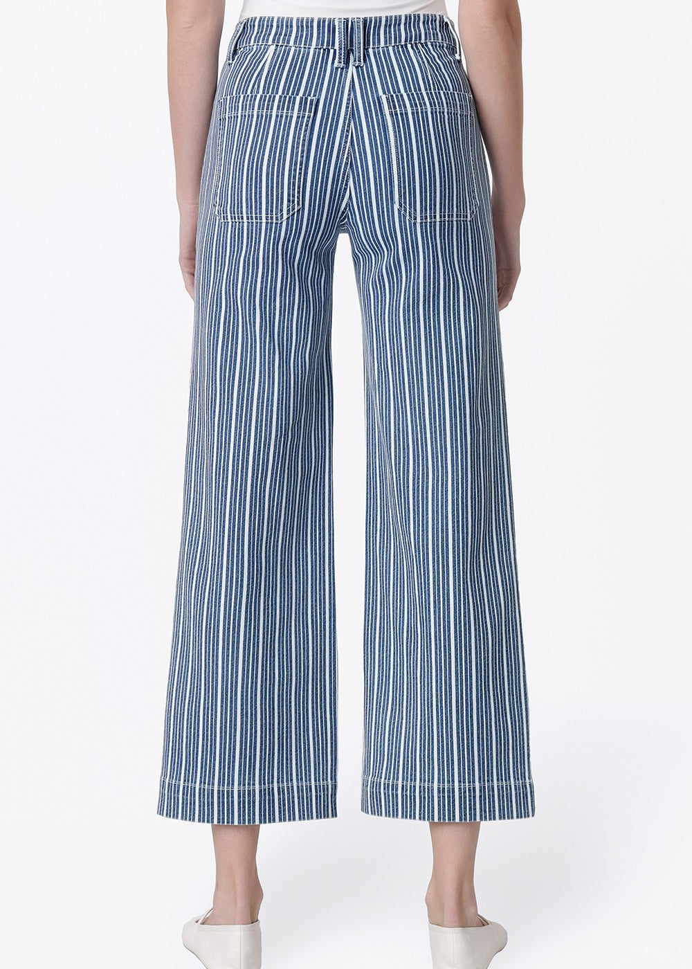 Olivia High Rise Patch Pocket Striped Crop Wide Leg Jean (Vervet)