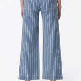 Olivia High Rise Patch Pocket Striped Crop Wide Leg Jean (Vervet)
