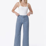 Olivia High Rise Patch Pocket Striped Crop Wide Leg Jean (Vervet)