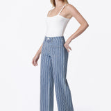 Olivia High Rise Patch Pocket Striped Crop Wide Leg Jean (Vervet)
