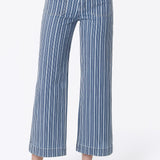 Olivia High Rise Patch Pocket Striped Crop Wide Leg Jean (Vervet)