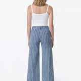 Olivia High Rise Patch Pocket Striped Crop Wide Leg Jean (Vervet)