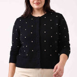 Cozy Dotted Cardigan Sweater (Plus)