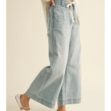 Tie Front Washed Denim Pant