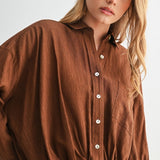 Twist Hem Button Down Blouse