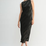 Satin And Stripe Midi Dress