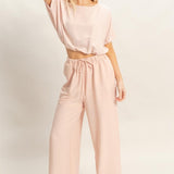 Textured Drawstring Top & Pant Set