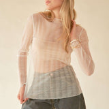 Lace Dotted Sheer Mesh Layering Top