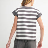 Boxy & Striped Knit Terry Tee