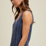 Washed Cable Knit Sweater Tank